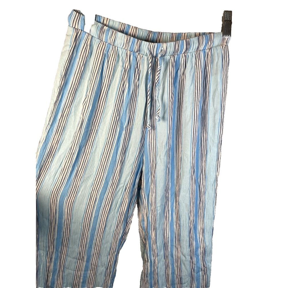 Women's NOBO Beach Pants XS 0-2 Striped Blue Flowy‎ Drawstring causal lounge